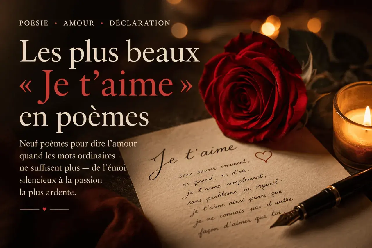 Une rose rouge, une bougie et une lettre manuscrite sur la façon de comment dire je t'aime sans le dire. Poèmes d'amour.