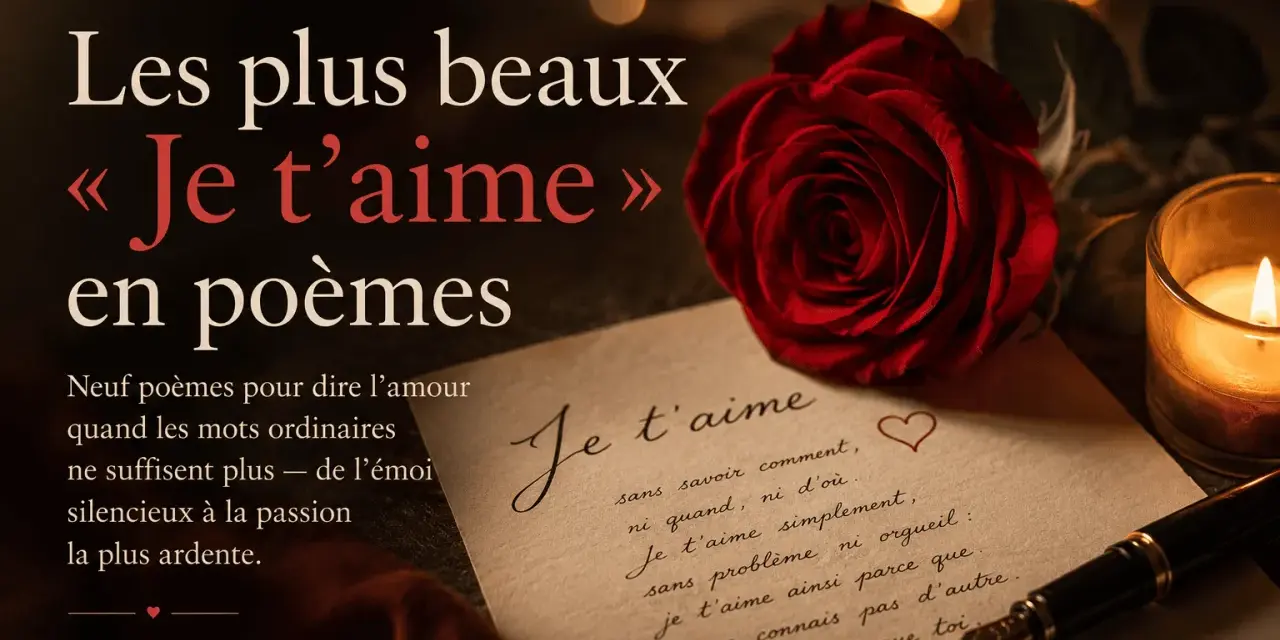 Une rose rouge, une bougie et une lettre manuscrite sur la façon de comment dire je t'aime sans le dire. Poèmes d'amour.