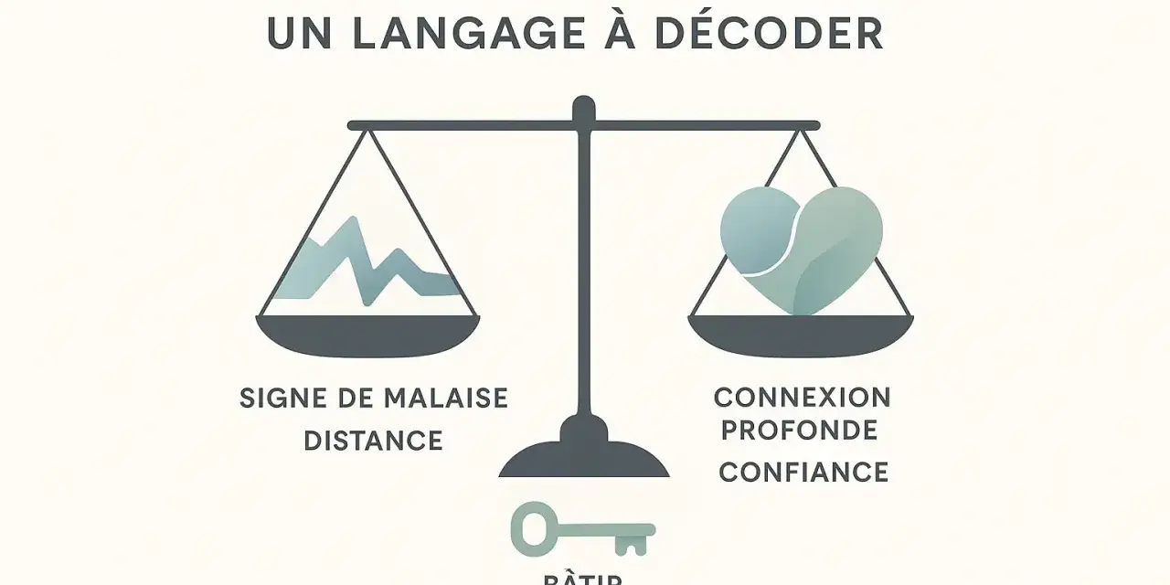 Balance symbolisant le silence en amour : d'un côté, le malaise et la distance ; de l'autre, connexion et confiance. La clé pour bâtir l'authenticité.