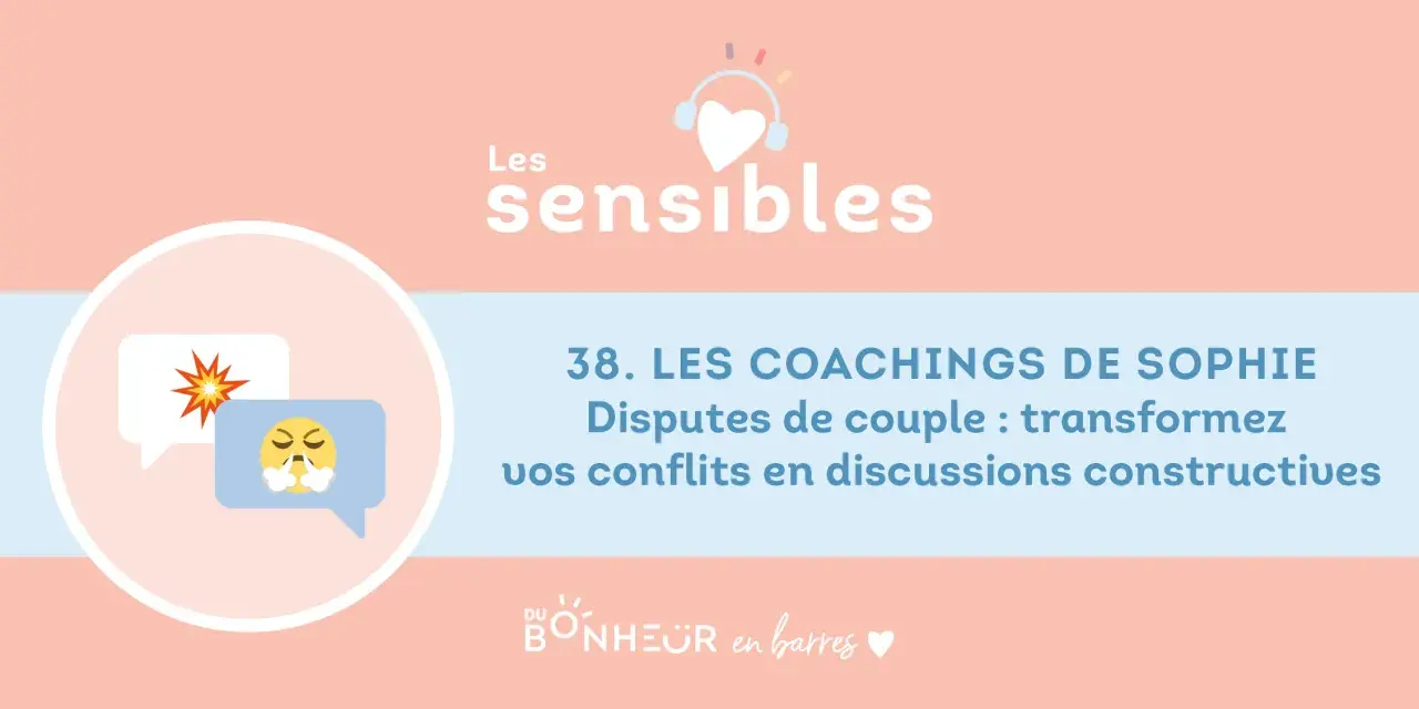 Illustration de deux bulles de dialogue symbolisant une dispute de couple. L'une contient une explosion, l'autre un visage frustré.