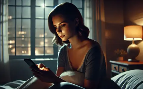 Une jeune femme, le cœur lourd, attend une réponse après avoir osé dire je t'aime. La nuit tombe sur la ville, reflétant son attente silencieuse.