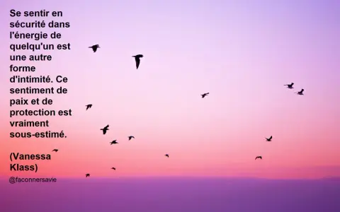 Un pressentiment amoureux flotte dans l'air, comme ces oiseaux silhouette sur un ciel rose et violet. Un sentiment de paix et de protection.