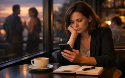 Elle attend, le cœur lourd. Il dit qu'il veut me voir mais annule, encore. La tasse de café refroidit, comme ses espoirs.