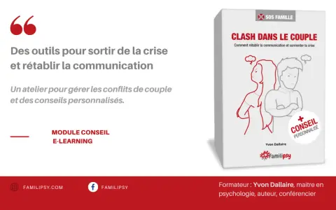 Quand on se dispute tout le temps pour rien, ce module e-learning offre des outils pour sortir de la crise et rétablir la communication dans le couple.