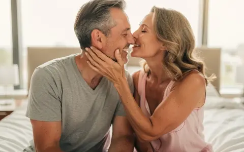 Un couple s'embrasse tendrement, un moment intime qui éveille le désir. Comment avoir envie de faire l'amour ? La connexion et la complicité.