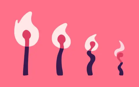 Allumettes stylisées sur fond rose, symbolisant l'absence de désir chez la femme, de la flamme vive à l'extinction.