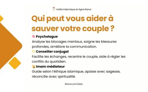 Comment réconcilier un couple ? Psychologue, conseiller conjugal ou imam médiateur : découvrez qui peut vous aider à sauver votre relation.