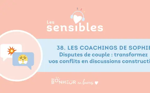 Illustration de deux bulles de dialogue symbolisant une dispute de couple. L'une contient une explosion, l'autre un visage frustré.