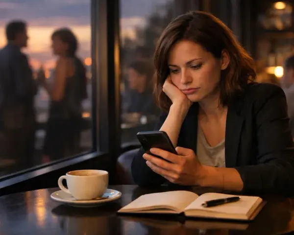 Elle attend, le cœur lourd. Il dit qu'il veut me voir mais annule, encore. La tasse de café refroidit, comme ses espoirs.