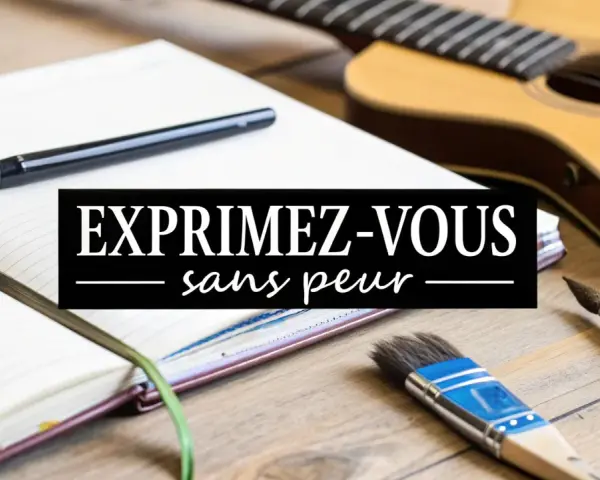 Un carnet, un crayon, des pinceaux et une guitare. Comme si je lui ai dit je t'aime, j'exprime ma créativité sans peur.