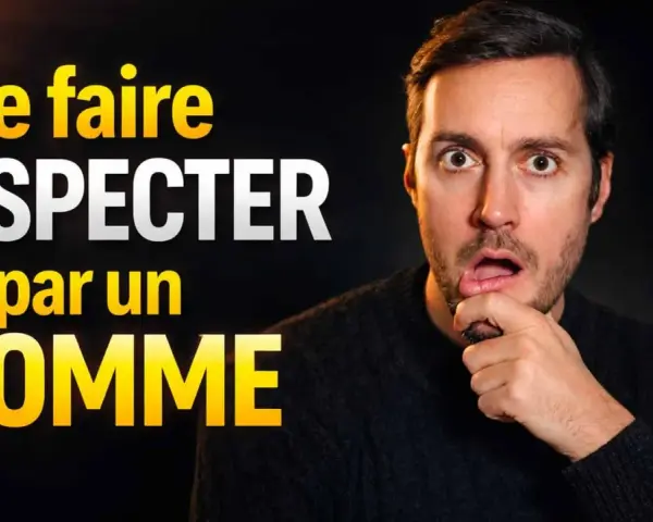 Un homme pensif, avec un texte en français : "se faire RESPECTER par un HOMME". Il est important de ne pas tout accepter d'un homme.